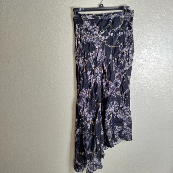 ALL SAINTS Luisa Buruberu Printed Floral Skeleton Midi Skirt Sz 0 - Picture 3 of 11
